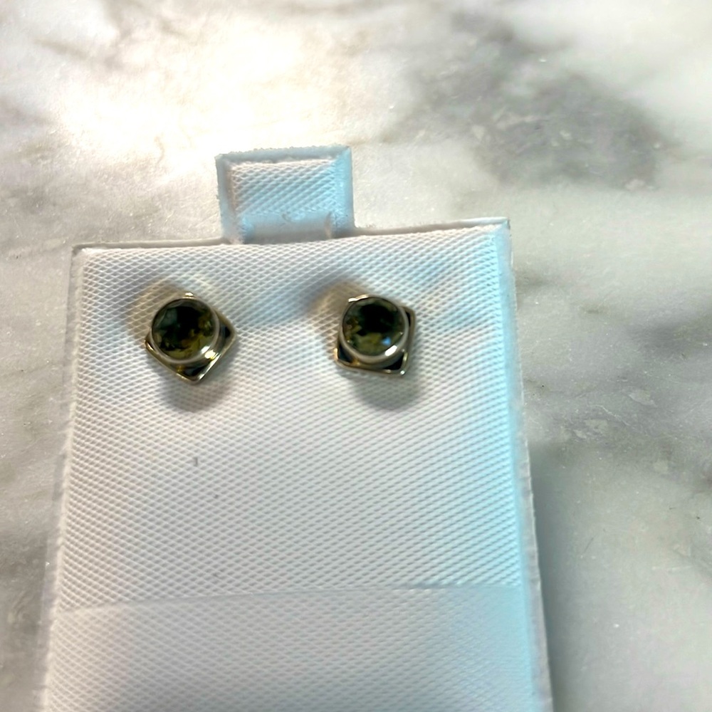 925 Sterling Square Citrine Stud Earrings